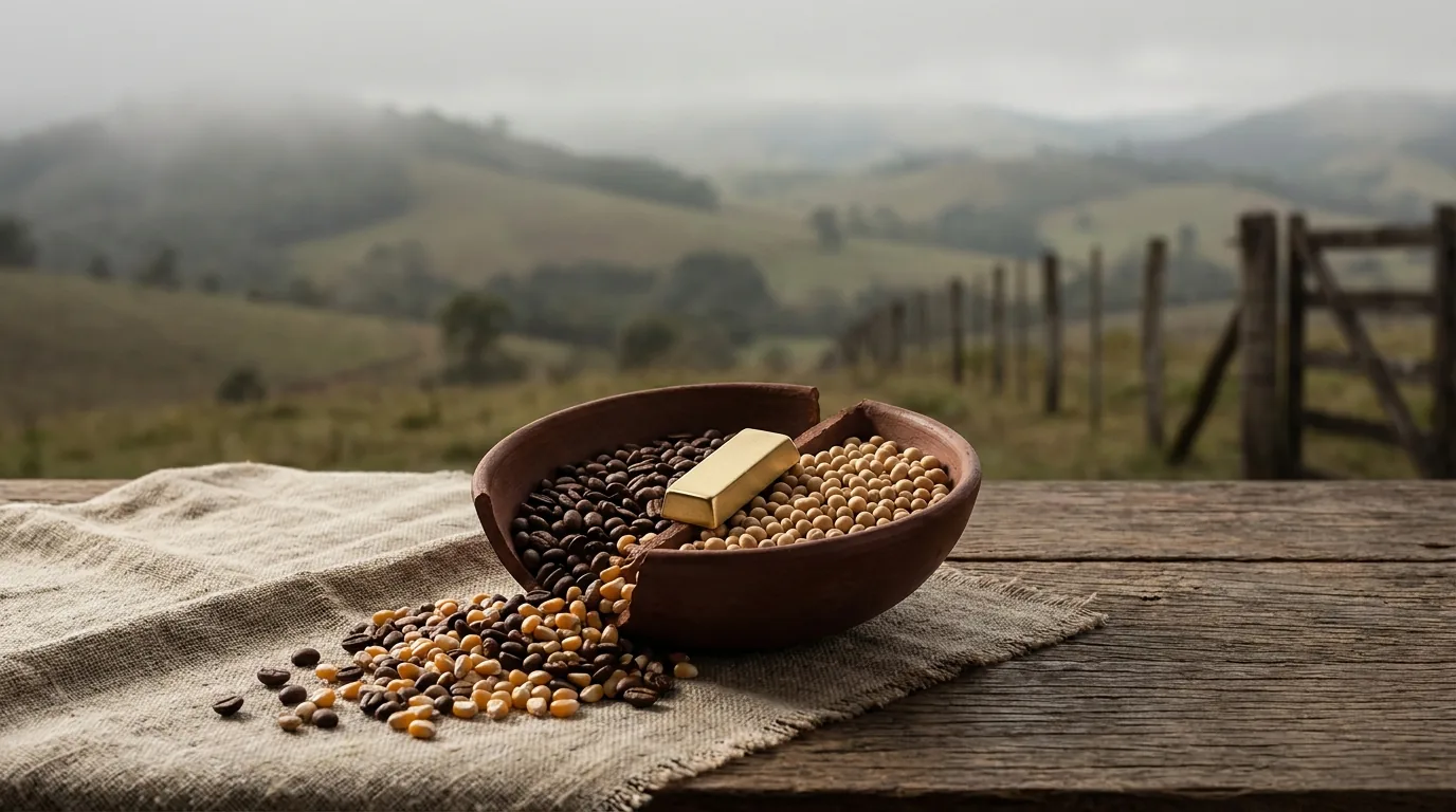 Duas mãos segurando sementes sobre solo cultivado